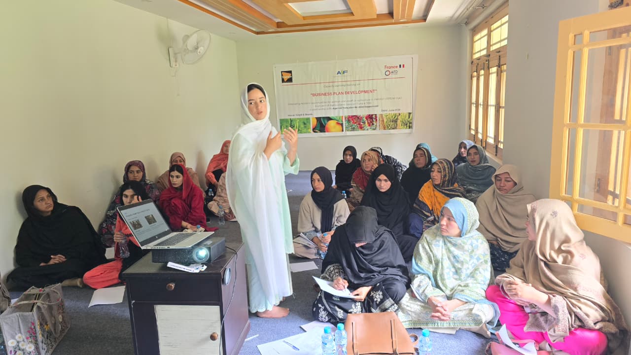 PK02_A young farmer from Baltistan region reflecting her newly acquired learning on Business Plan Development_Skardu_GROW Pak (1)